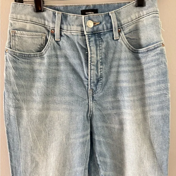 Express Cropped Flare High Waist Stretch Light Blue Women’s Jeans 4R - Picture 2 of 6